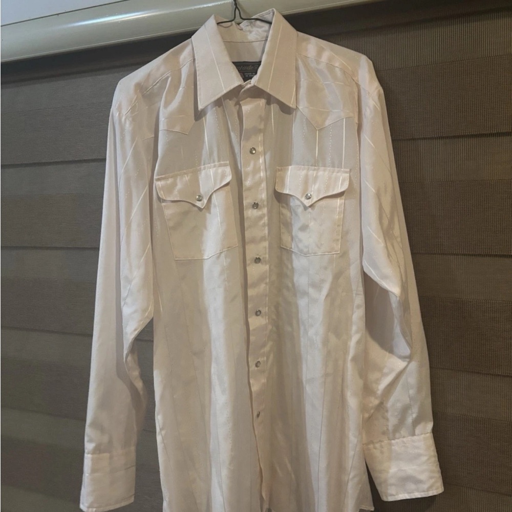 Panhandle Slim Vintage Men’s Long Sleeve White Western Shirt Size L 16 1/2-35